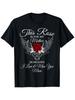 Men's Plus Size Black T-Shirt with Heartfelt 'This Rose IS FOR My Mother' Graphic - Featuring a Red Rose and Wing-Like Designs, 'IN HEAVEN' and 'I Lov