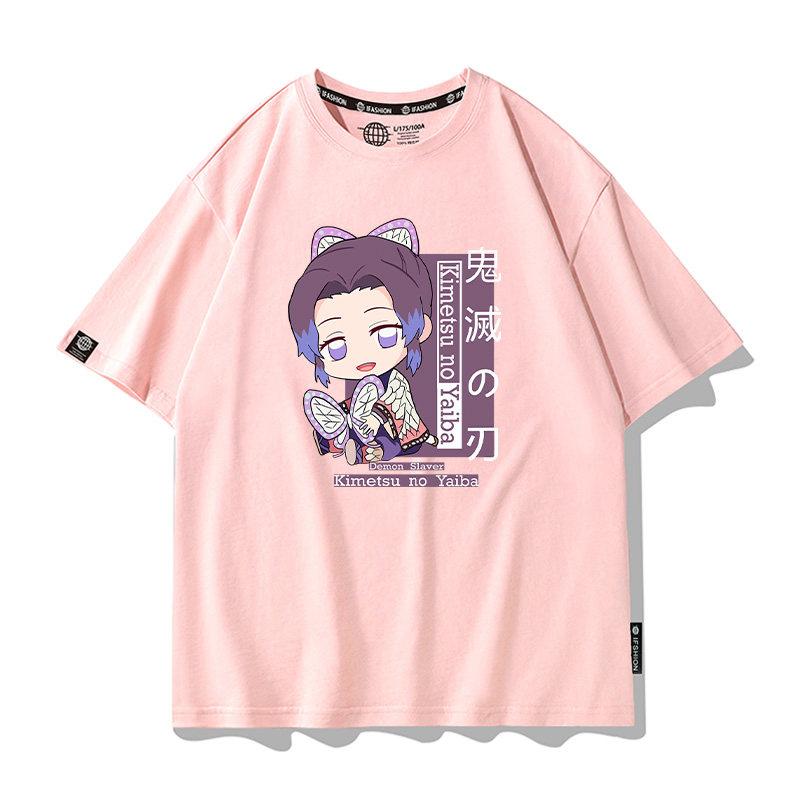 Summer Cartoon Ghost Killing Blade Summer Anime Cotton Cartoon Printing New Unisexs and Womens Casual Round Neck Short Sleeve