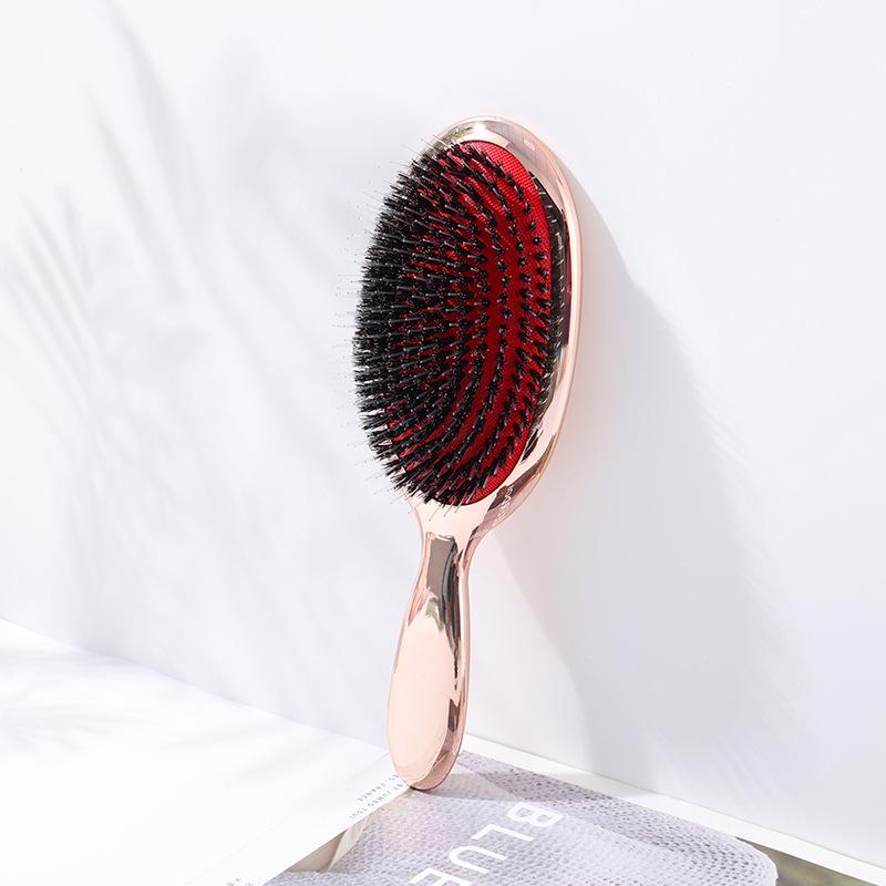 Electroplated Red Pig Bristle Cushion Comb for Styling & Smoothing розового золота