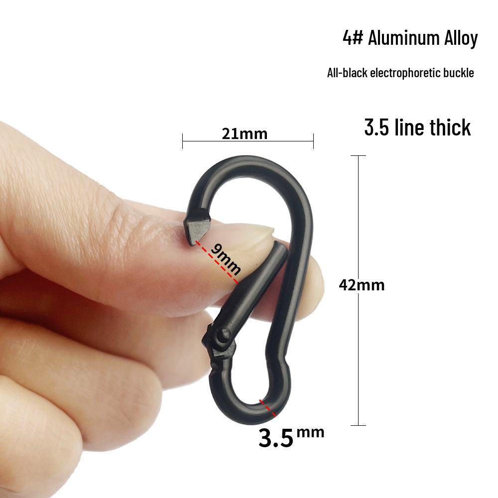 D-Shaped Black Aluminum Carabiner Bluetooth Earphone Case Hook Keychain Ornament
