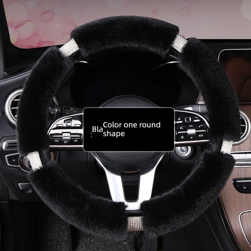 Car Steering Wheel Cover Winter Warm Short Plush Universal Car Handle Cover Trendy Cute Goddess Fashion Style Interior Decoration