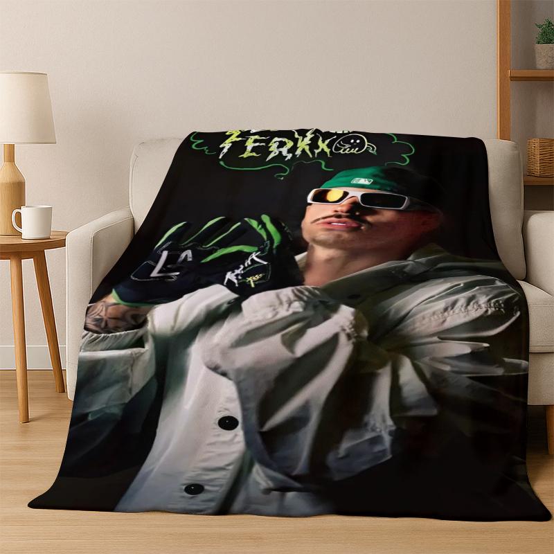 

Feid Ferxxo Hiphop Pop Music Flannel Blanket Soft Warm Blanket Throw Blanket for Bedroom Living Room Bed Travel Picnic Gift 75x90cm