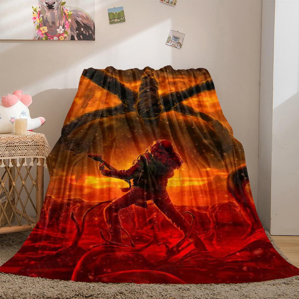 Halloween horror thriller theme Stranger Things blanket, home warming, four season bed decoration, sofa cover, flannel throwing blanket K11