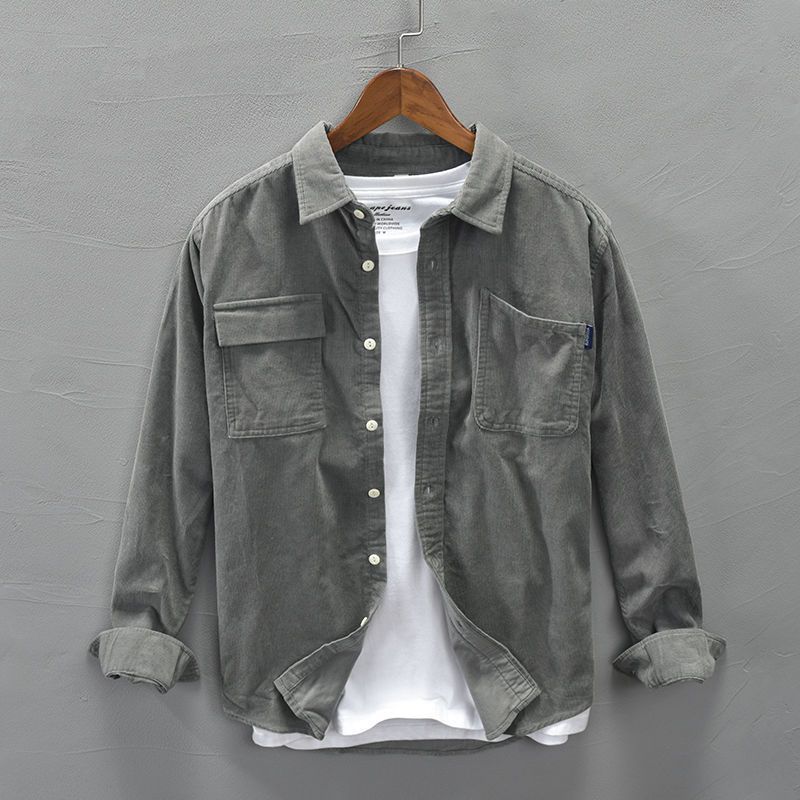 Corduroy Jacket Shirt Long-sleeved Men's Autumn Youth Hong Kong Style Loose Casual All-match Men's Shirt Jacket