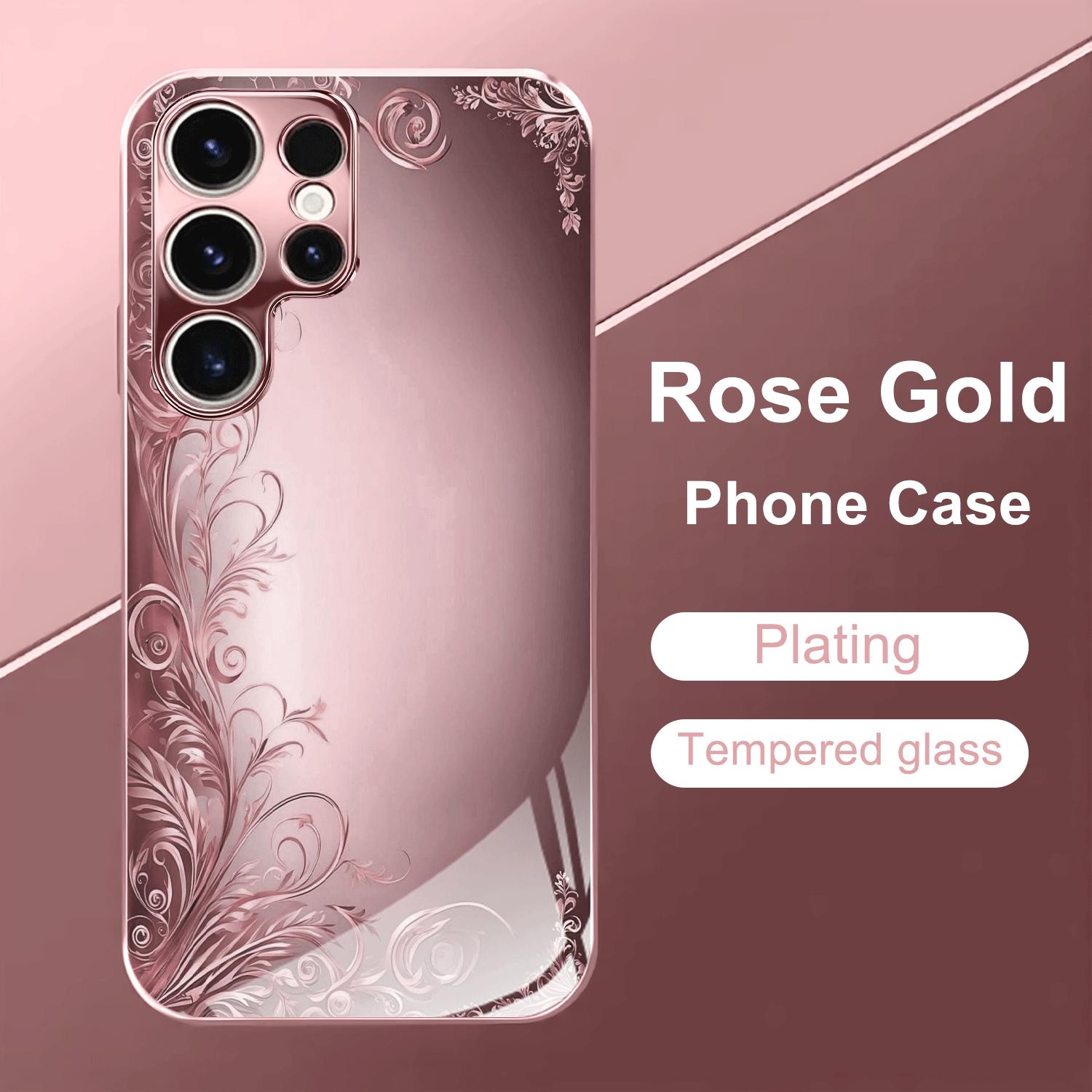 

Flowers pink Rose gold Exquisite PhoneCase Glass PhoneCase for Samsung Galaxy S26 S25 S24 S23 S22 FE,Ultra,Plus Dropresistant For Galaxy S22 Ultra