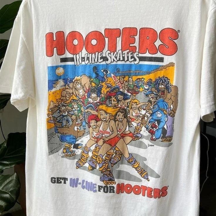 

Футболка унисекс Hooters Racing в винтажном стиле, с коротким рукавом, классического белого цвета, репринт XXXXL