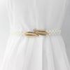 Korean Version of Women's Rhinestone Pearl Waist Chain Fashion Dress Decorative Elastic Waist Belt Women's Sweet Flower Elastic Waist Seal