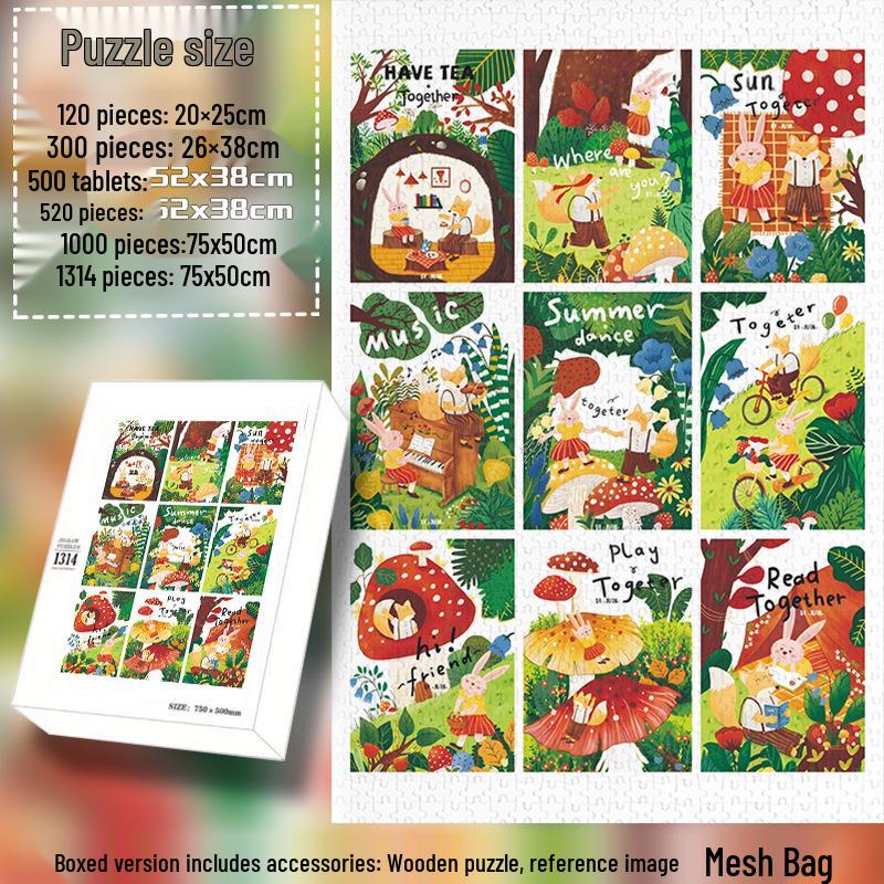 Happy Friends 1000-Piece Wooden Jigsaw Puzzle - Stress-Relieving Holiday Gift