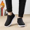 Men's Black High-Top Cloth Shoes - Rubber Sole, Cotton, Dustproof, Wear-Resistant, Breathable, Slip-On