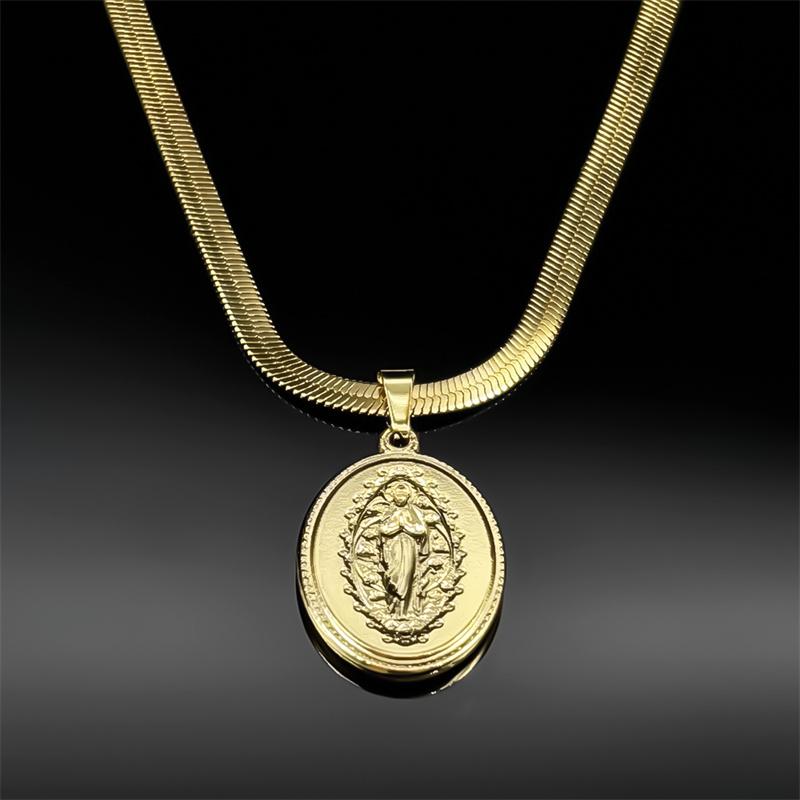 Katholisch Die Heilige Mutter Maria Anhänger Halskette Für Frauen Männer Edelstahl Goldfarbe Unsere Liebe Frau Kette Schmuck Collier