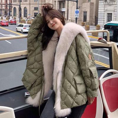 Kragen aus Kunstpelz Damen Winter Daunenjacke Entendaunenmantel Puffer Feder Damen Parka Schnee Oberbekleidung