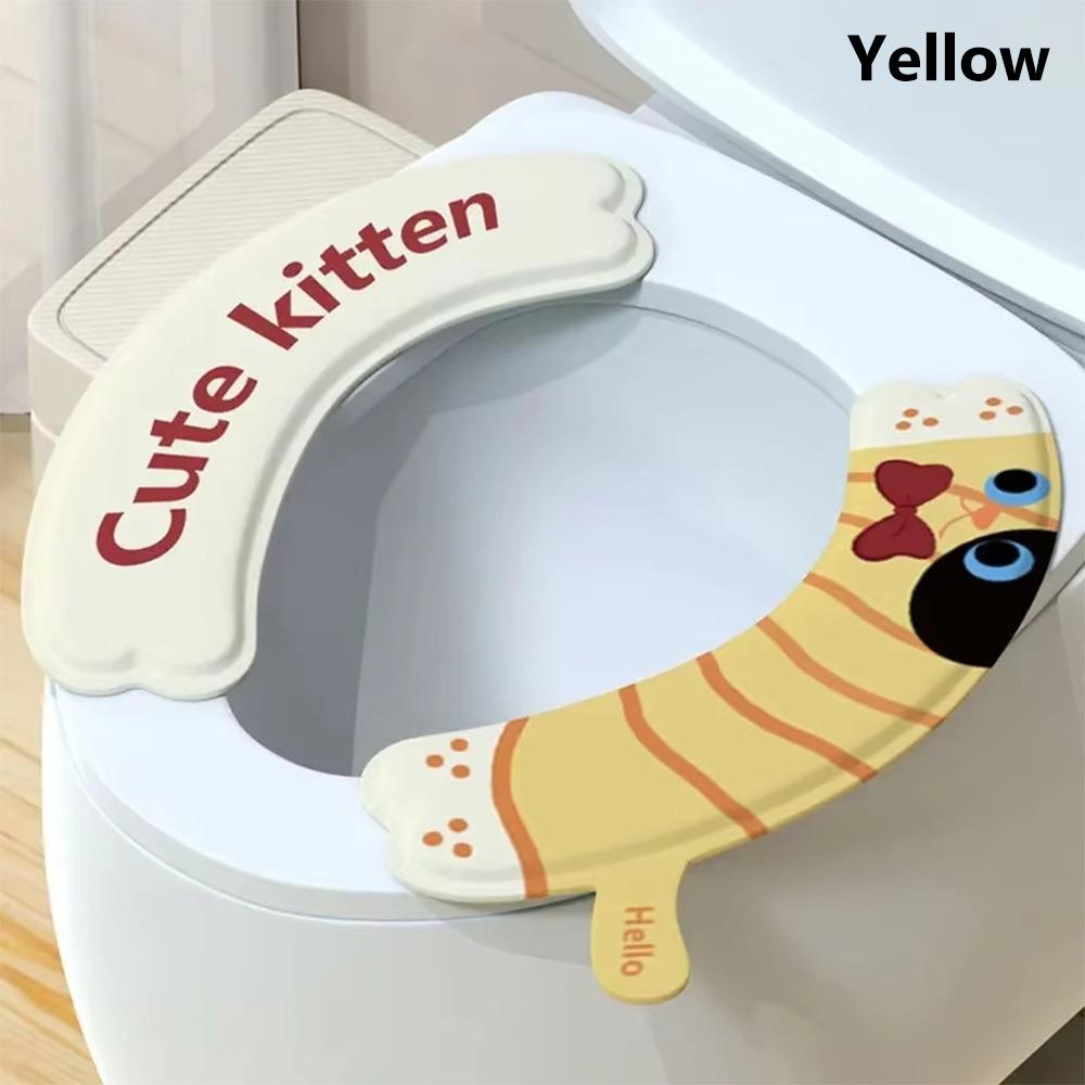 2Pcs/set Durable Reusable Toilet Mat Universal Waterproof Toilet Sticker EVA Cartoon Adhesive Toilet Seat Covers
