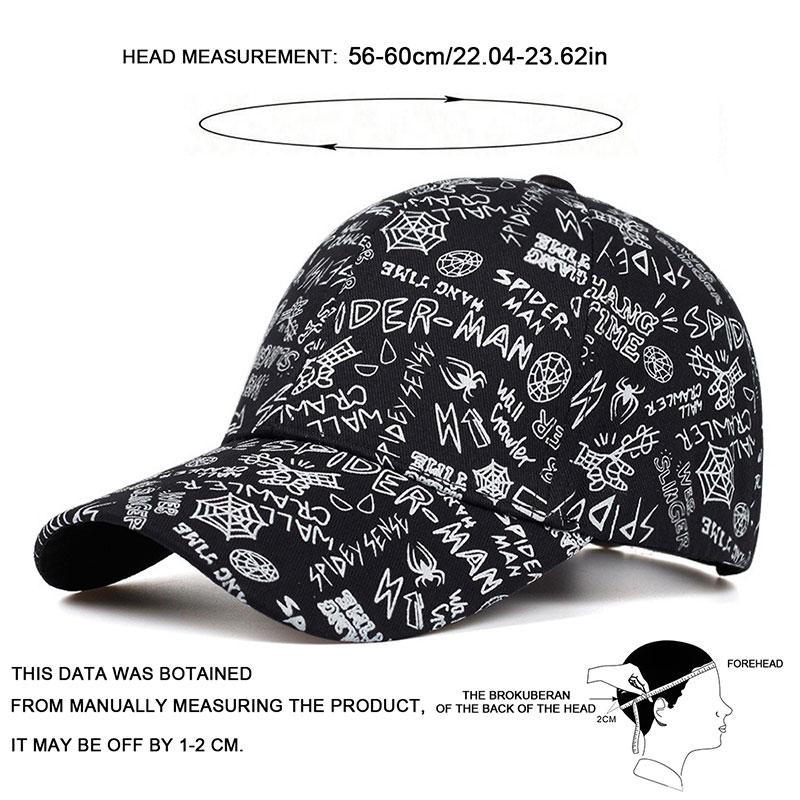 Unisex Spider Graffiti Print Adjustable Hip Hop Baseball Hat Designer Hats Spring Autumn Outdoor Sport Travel for Women Men