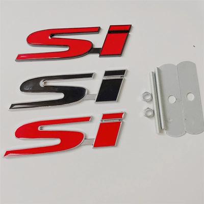 3D Metal Red Logo Si Badge Car Front Grill Trunk Letters Decal Emblem Jazz Accord Si Sticker Accessories