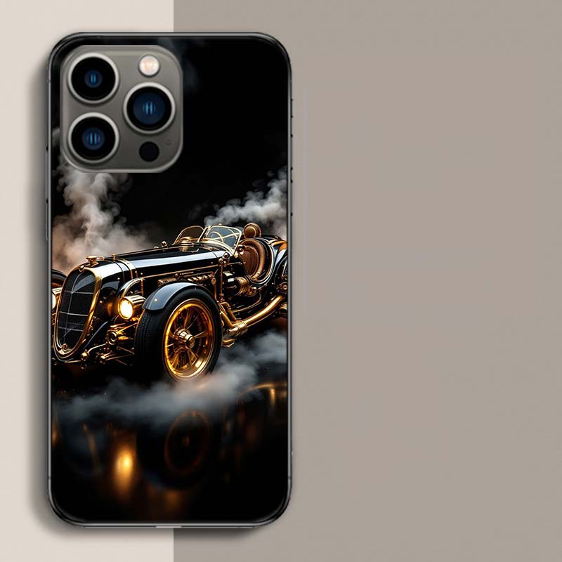 Steampunk Car Phone Case For Iphone 17 Air 15 Pro 14 Plus 16 Pro Max 12 13 Mini 11 16E X XS Cover Cute Fundas
