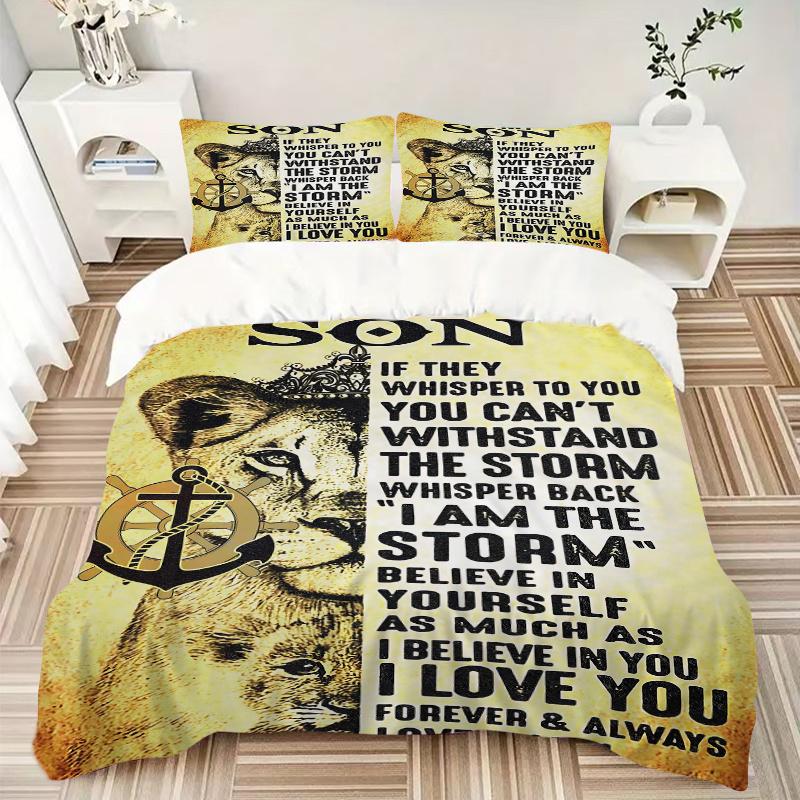 3pcs Empowering Lioness Bedding Set - Includes 1 Quilt Cover and 2 Pillowcases, Comfortable Bedding with Stylish Design for Bedroom, Machine