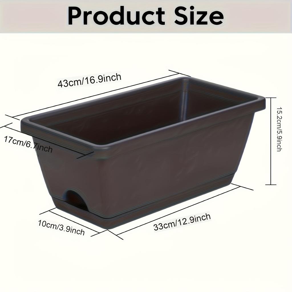 3 Pezzi Fioriera Rettangolare Contenitore Giardino Fioriera per Piante Decorazione Casa Portico Patio Davanzale Cortile