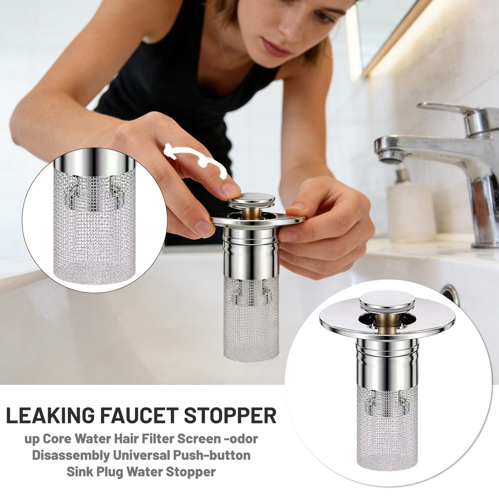 -up Core Water Hair Filter Screen -odor Disassembly Universal Push-button Sink Plug Water Stopper