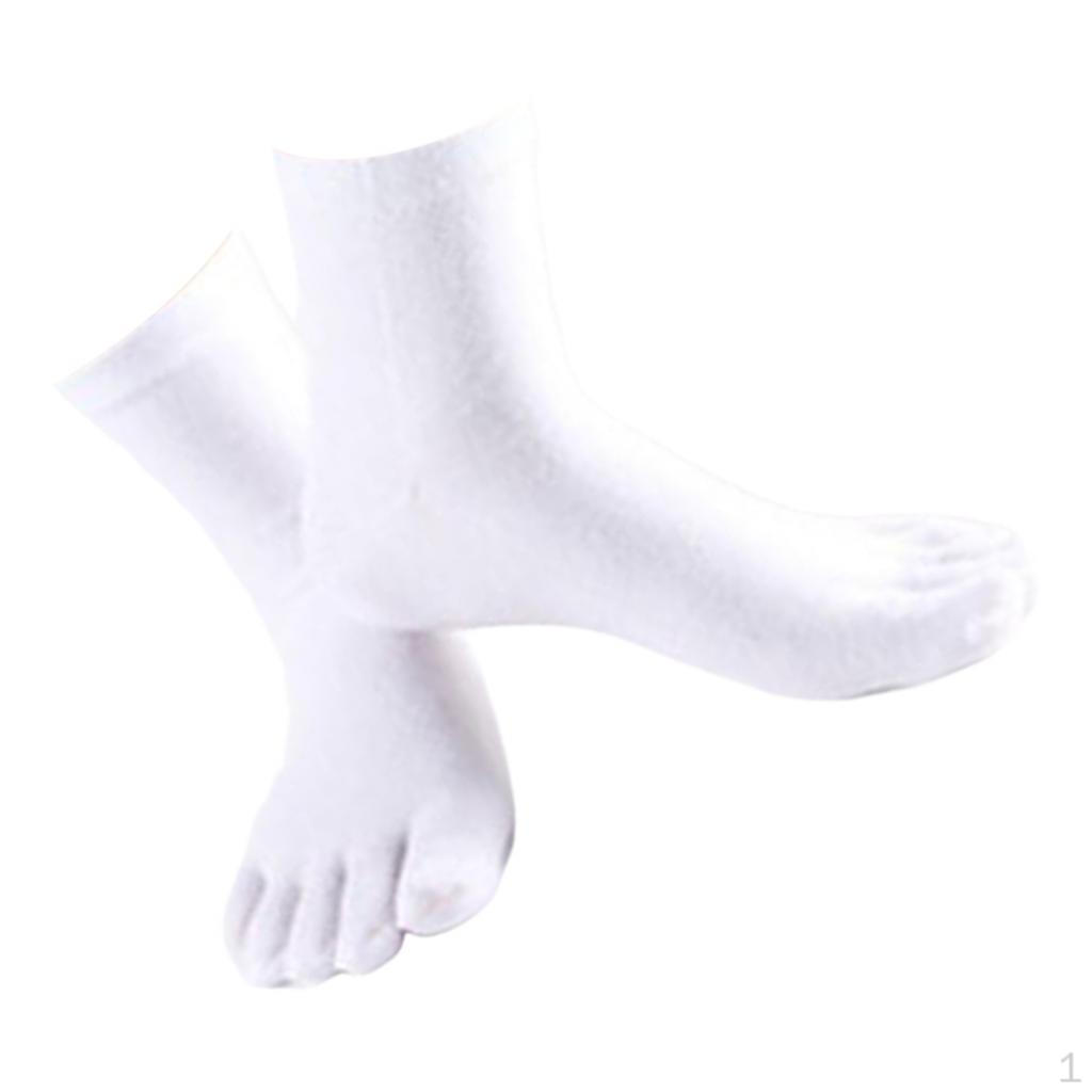 

Носки с пятью пальцами, высокие носки для экипажа, спортивные, однотонные белый
