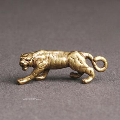 Antique Copper Tiger King Figurines Home Decor Accessories Vintage Brass Animal Mountain Ornaments Tea Pets Desk Decorations