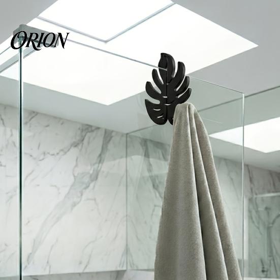 One-piece Molding Hook 3D Printed Edge for 8mm Glass, Monstera Leaf Wall Cloth Hanging Hanger, No Drill Shower Bathroom, Towel Organizer Decorative