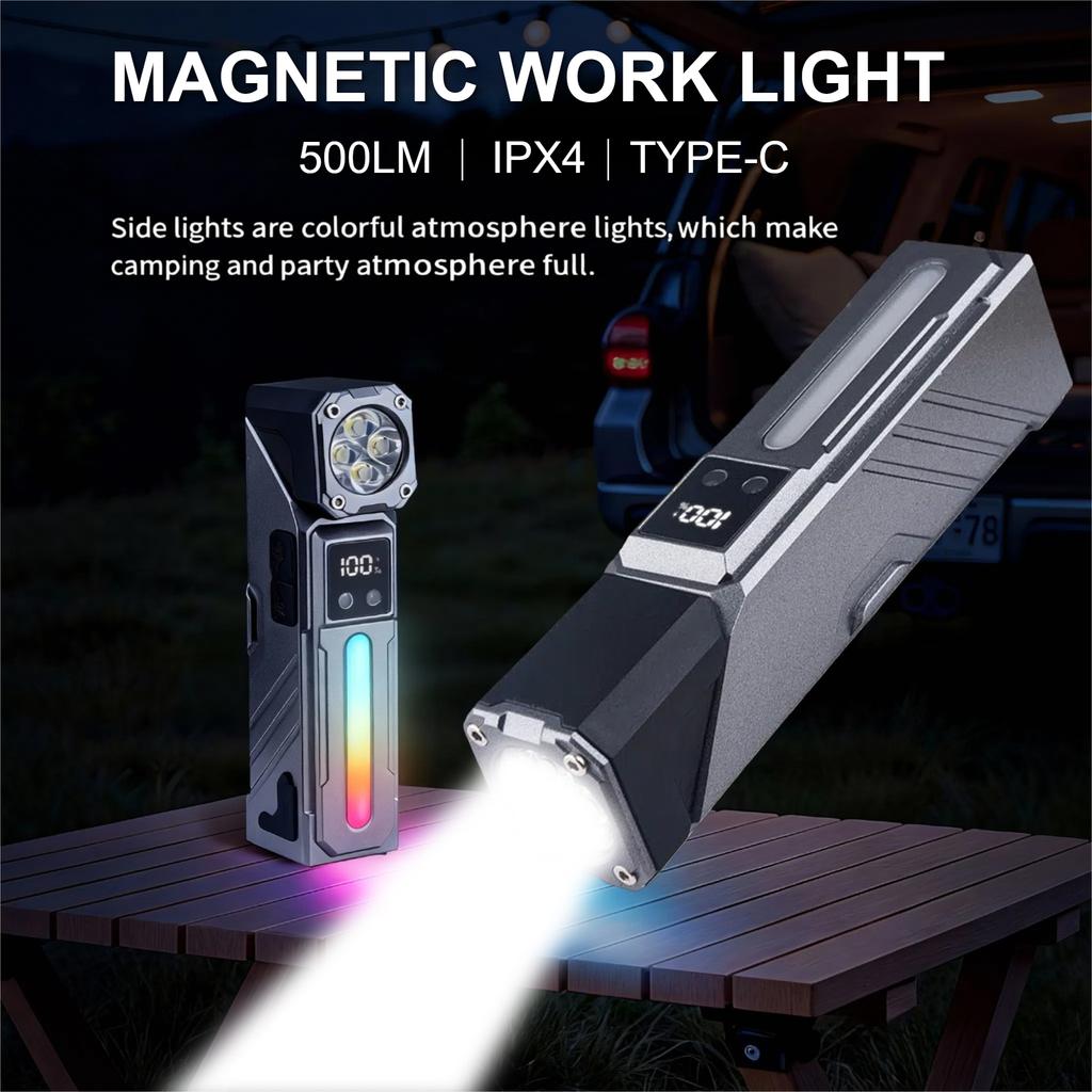 Rotatable LED Headlamp with Magnet Tail & Side Light Motion Sensor USB Rechargeable for Cycling Work Hiking Camping Running