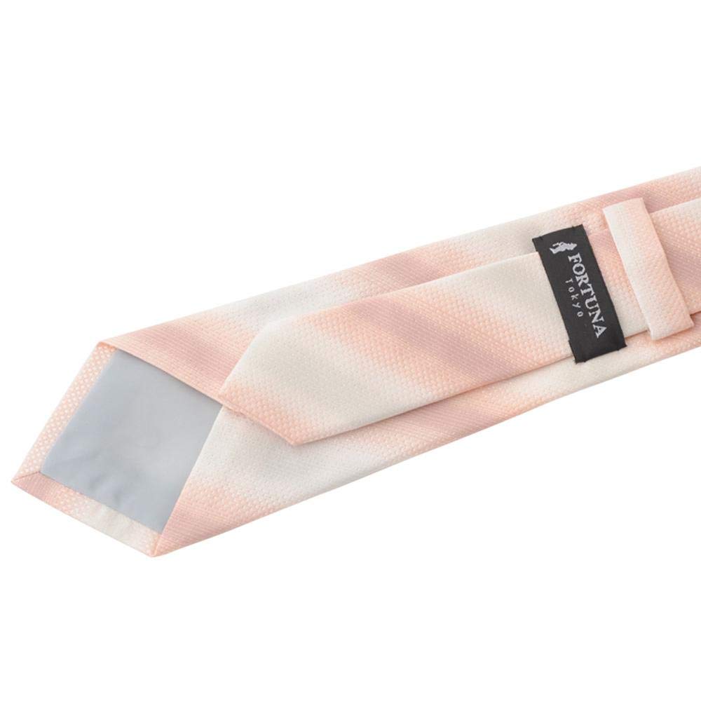 Fortuna Tokyo Horizon Wedding Tie Pocket 8cm 142cm Long FT-T12. Nishijin-ori (with Square), Men's Pink, Wide,