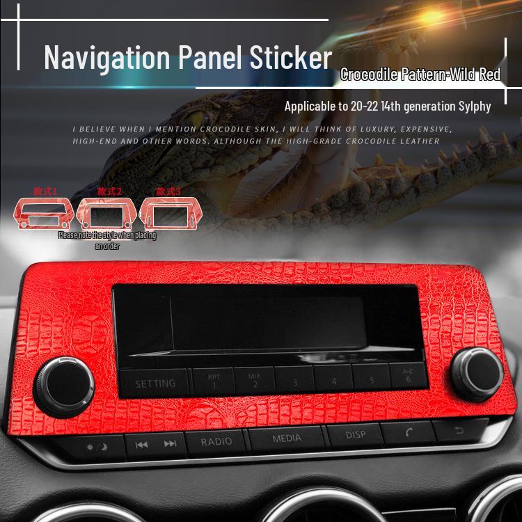 Krokodilmuster Schwarze Folie für 14. Gen Sylphy Innenraum Konsole Gangschaltung Dekoration (20-22)