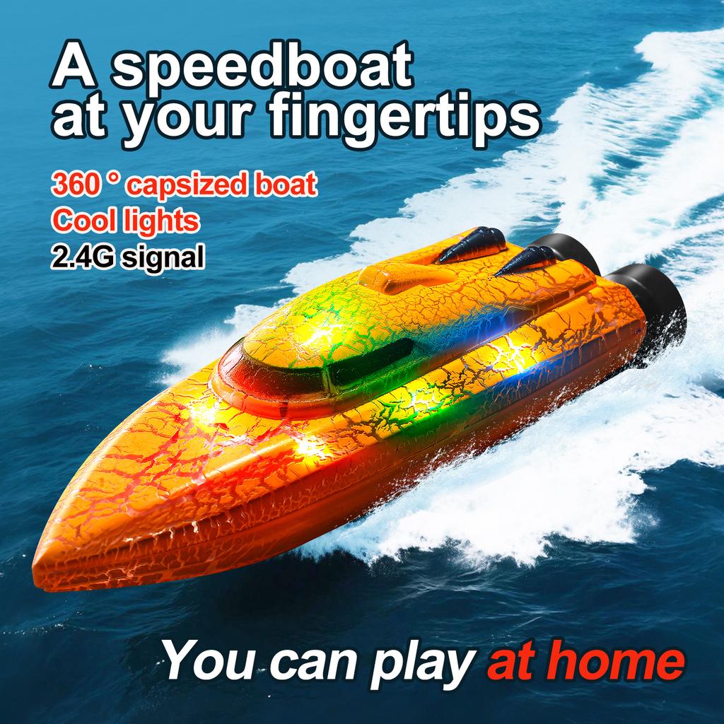 Non-Toxic Rc Baots 2.4G 4Wd Mini Remote Control Boat With Light Speedboat For Pools Competitive Indoor Watercraft Toys For Kids Gifts