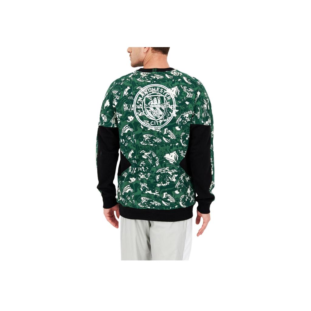 Puma Manchester City Football Club Casual Sports Patchwork Pullover Sweatshirt Men Tops Green 758713-10
