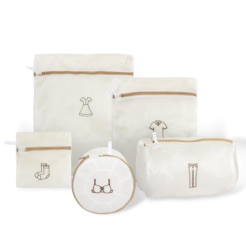 Fine Mesh Embroidery Print Laundry Bags Household Clothes Washing Pouches For Washing Machines