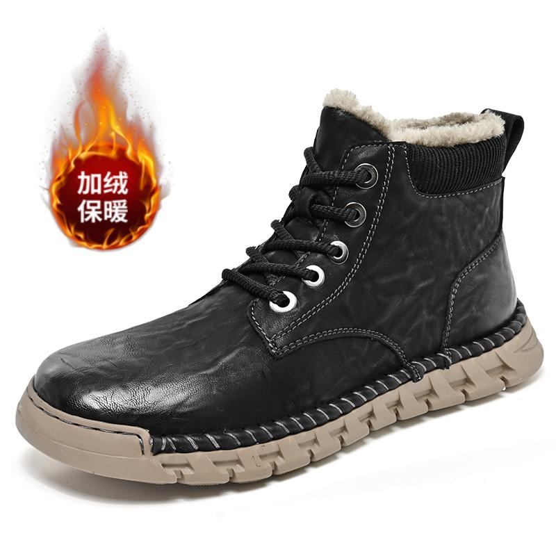 New Autumn/Winter Fashion Casual Lace Up Comfortable High Top Boots Classic Style Soft Bottom Anti Slip Plush Warm Short Boots