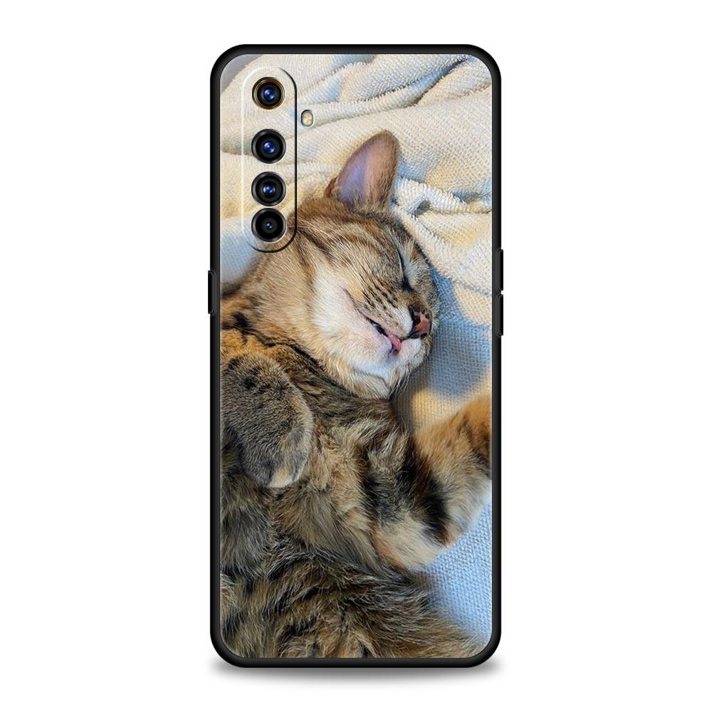 lovely sleep kitten Phone Case For Realme 12 11 10 9 8 5G 7 6 GT5 GT3 GT2 Pro Plus C21 C25 C35 For Realme GT Neo 2 3 3T 5 Cover