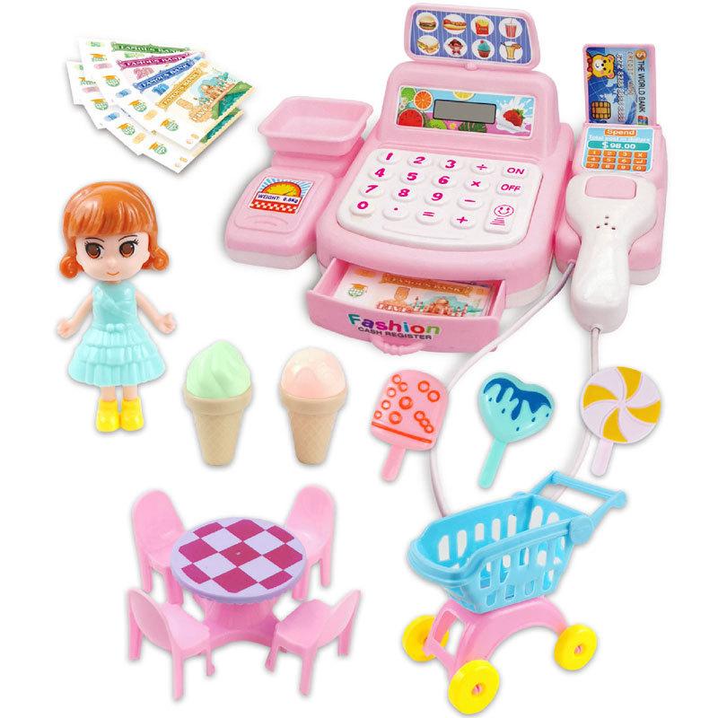 Simulation Shopping Cash House Toys Electronic Game Lighting And Sound Effects Supermarket Cashier Toys For children Gifi