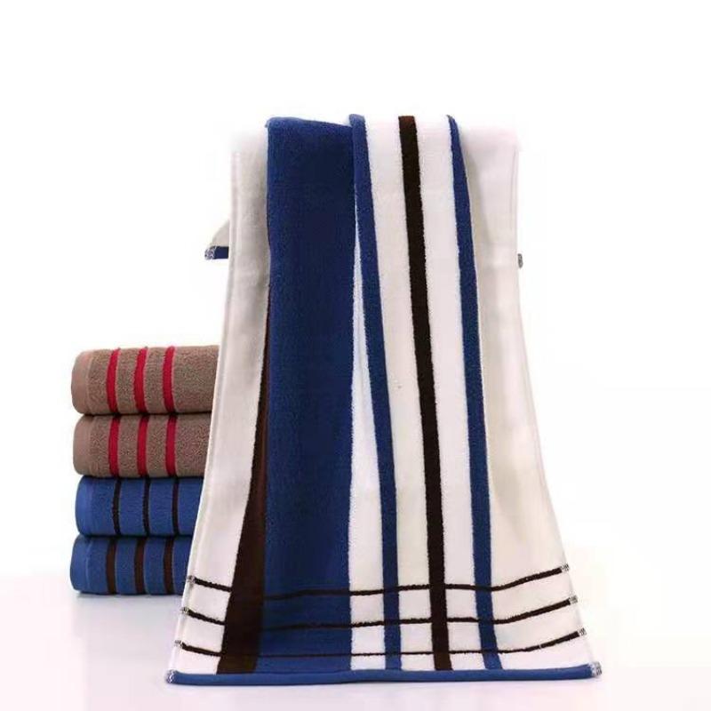 Striped Soft Absorbent Thickened Towel Pure Cotton Face Towel with Embroidery
