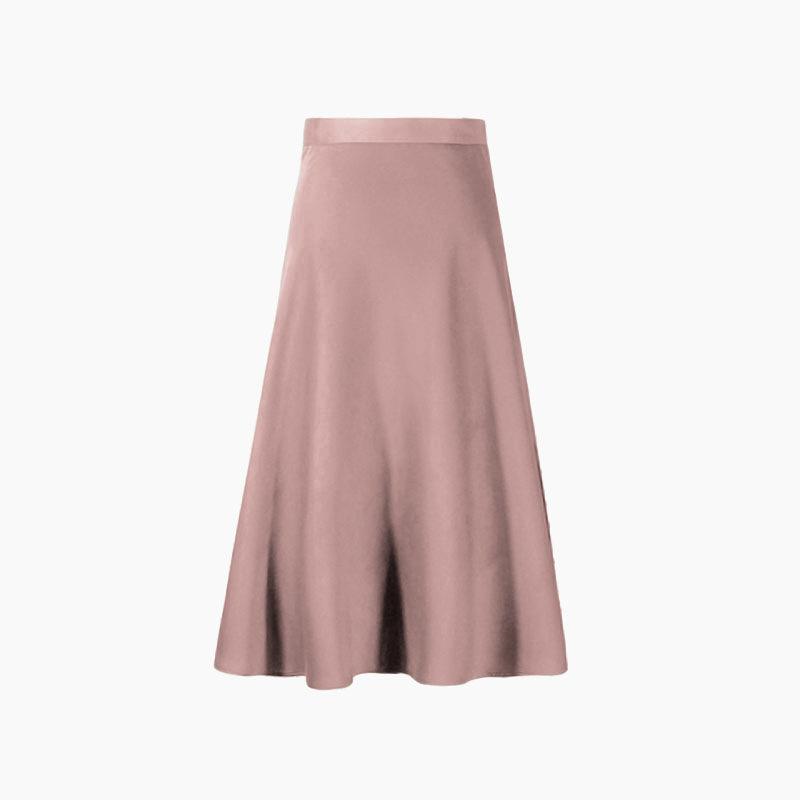 Glossy Acetate Satin Half Skirt Women's Summer Mid-length Light Mature Series Slimming A-line Skirt