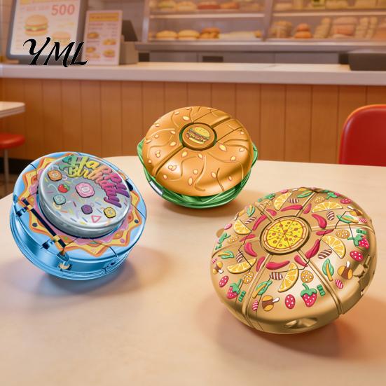 Portable Anxiety Relief Toy Transforming Robot Fidget Spinner Toy, Burger Cake Pizza Spinning for Finger Gyroscope Decompression Tool Stress