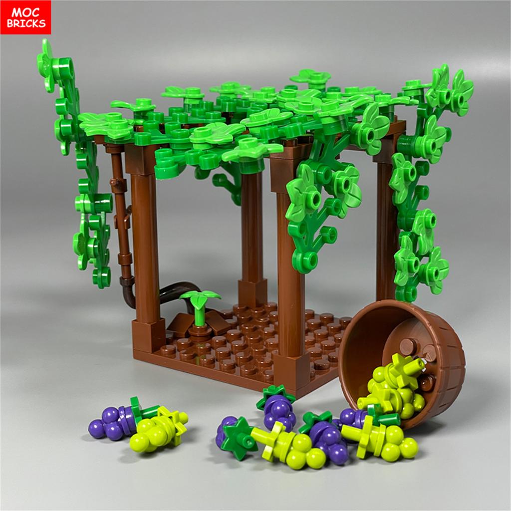 MOC Bricks Square Grape Trellis City Farm Vineyard Garden Scene Accessories Educational Building Blocks Model Kids Toys Gifts