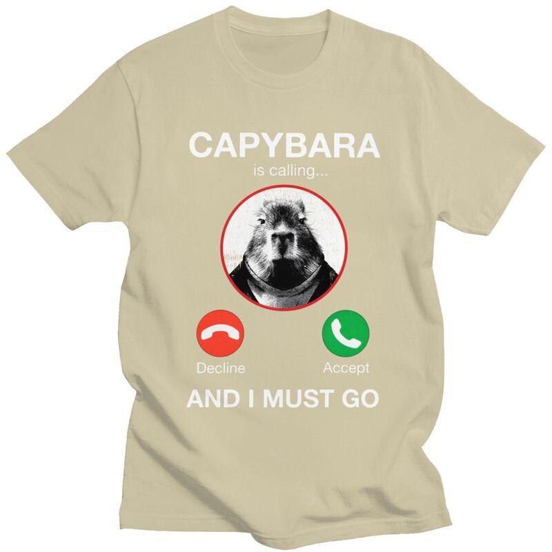 Capybara Is Calling And I Must Go Tshirt for Unisex Short Sleeves T Shirt Fashion Tshirts Pure Cotton Tees Birthday Gift