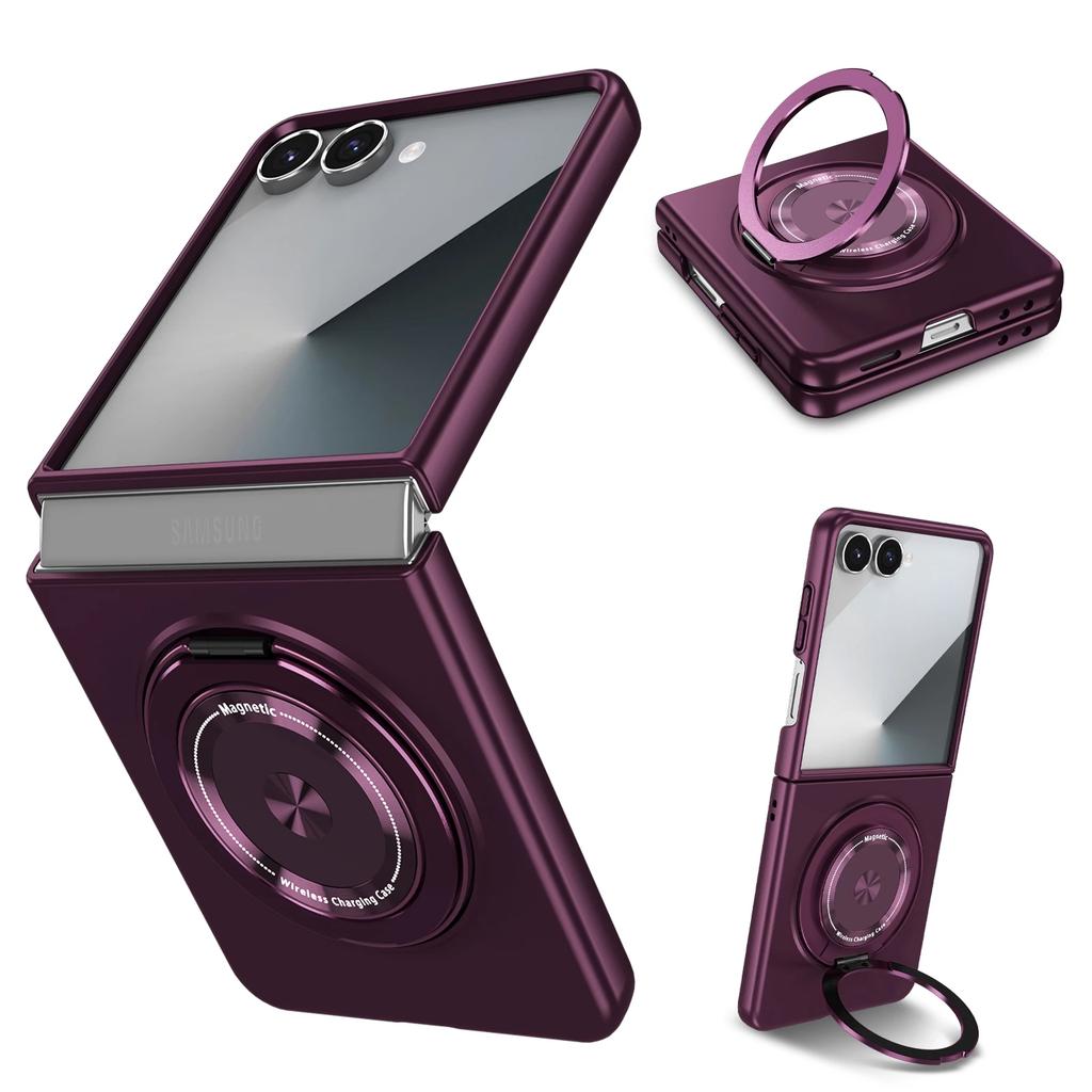 360 Rotating Ring Holder Magnetic Shockproof Phone Case for Samsung Galaxy Z Flip 7 Fe 6 5 4 3 Flip7 Flip6 Flip5 Flip4 Cover