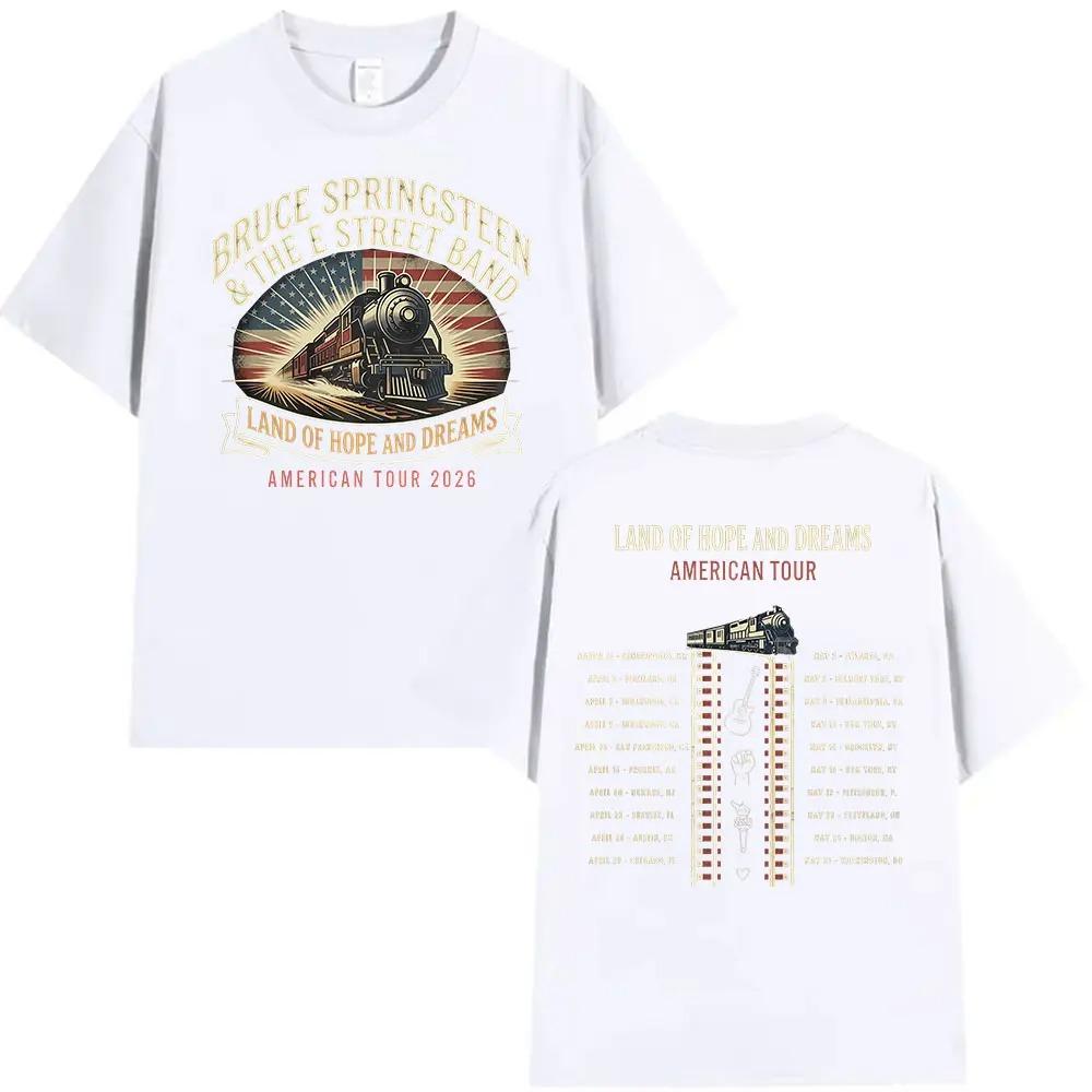 

Bruce Springsteen Land of Hope Dreams Tour 2026 Merch T Shirt Unisex Fashion Cotton Short Sleeve T-shirt Hip Hop Clothing Tshirts S