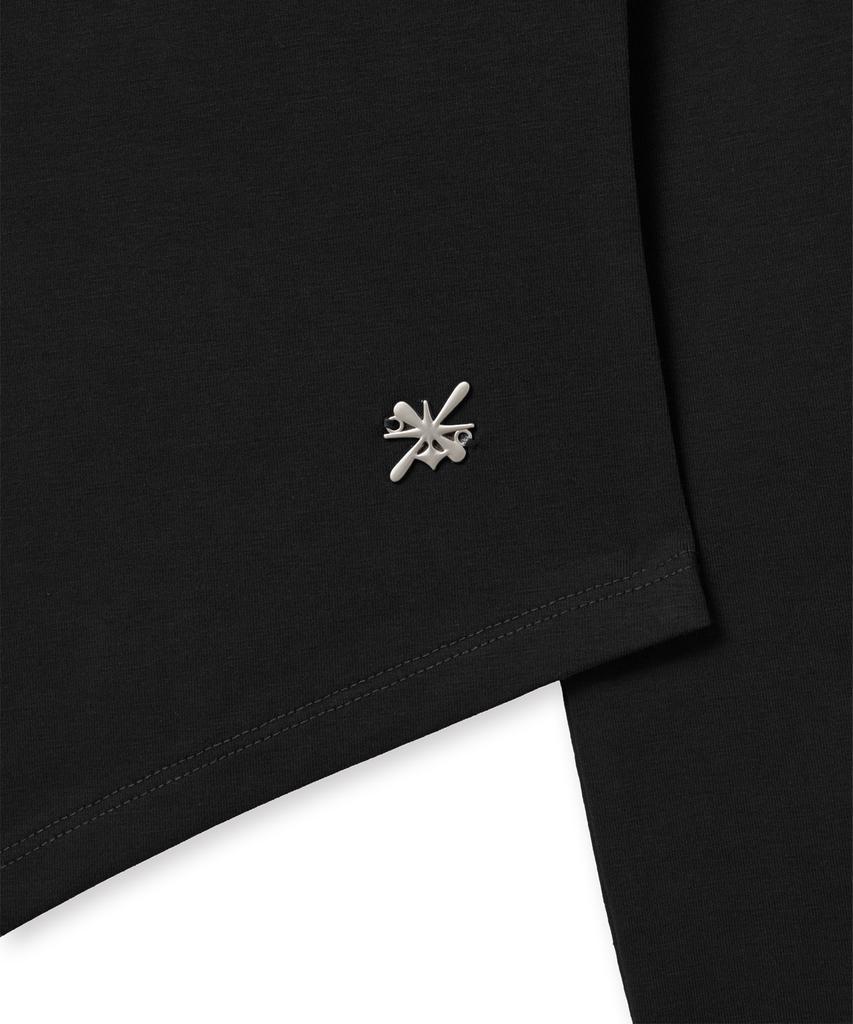 Lougeu Shirred Off-Shoulder Long Sleeve_Black