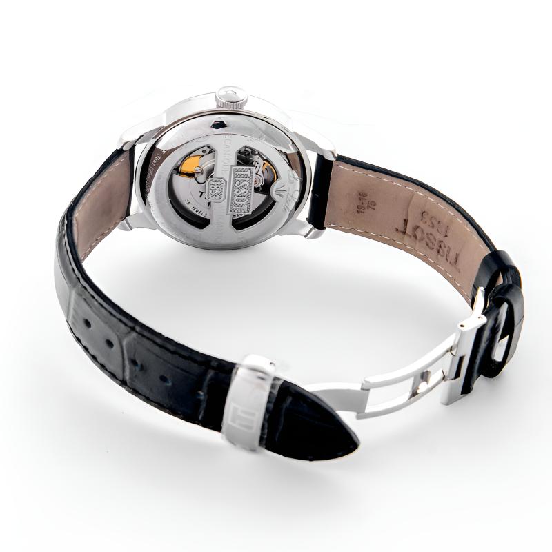 Tissot Relojes Mecánicos Automáticos para Hombre Reloj 39.3mm Esfera Negra Caja de Acero Inoxidable Correa de Cuero T006.428.16.058.01