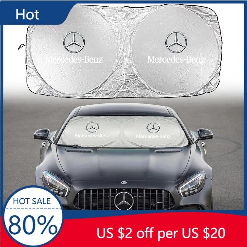 DHP3 Hot 2025 Car Windshield Sun Visor UV Sunshade Protection Shield Accessories For Mercedes Benz AMG W204 W205 W203 W211 W212 W213