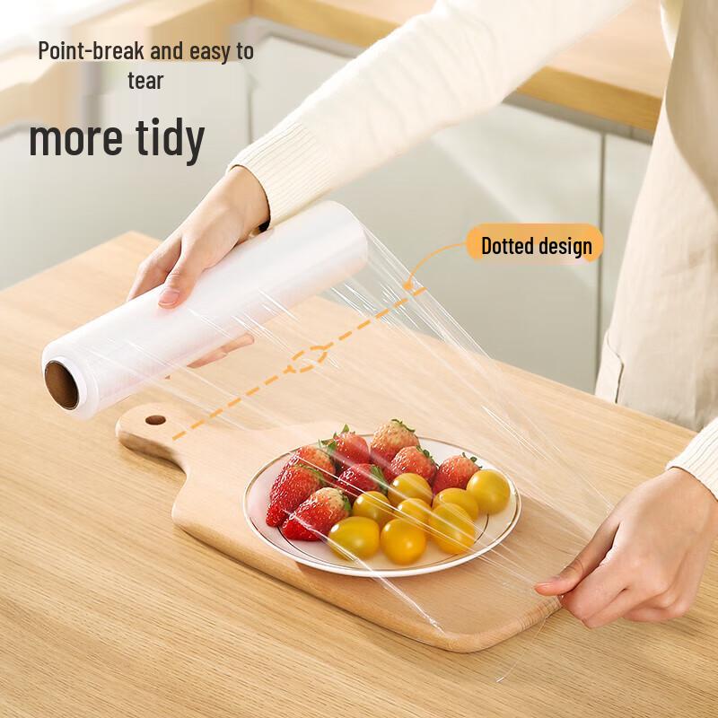 Meiliya Hand-Tear PE Food-Grade Cling Film, 30cmx150m, 3 Rolls