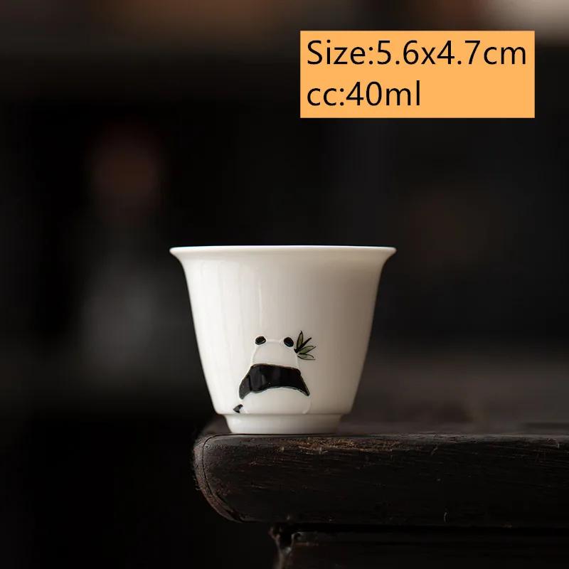 

1 Pc Chinese Ceramic Tea Cup Handmade Panda White Porcelain Pattern Tea Bowl Teacup Personal Teaware Travel Master Cup 40ml 5.6x4.7cm 40ml