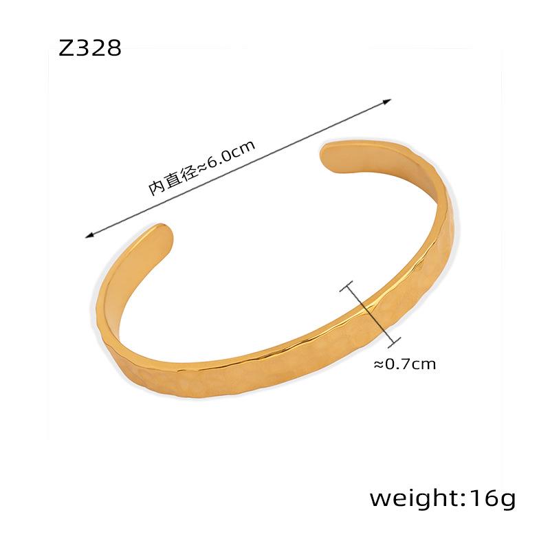 European Fashion Gold-Plated Titanium Open Cuff Bracelet Douyin Celebrity Style