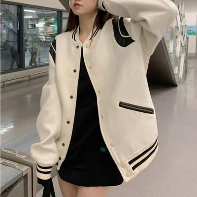 Autumn and Winter New Korean Style Contrasting Color Splicing Baseball Jacket Style High-end Fashion Long-sleeved Jacket Top