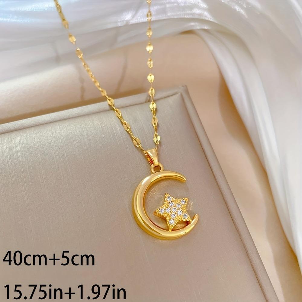 Fashion necklace collarbone chain light luxury stars new style moon ladies versatile Full of diamonds