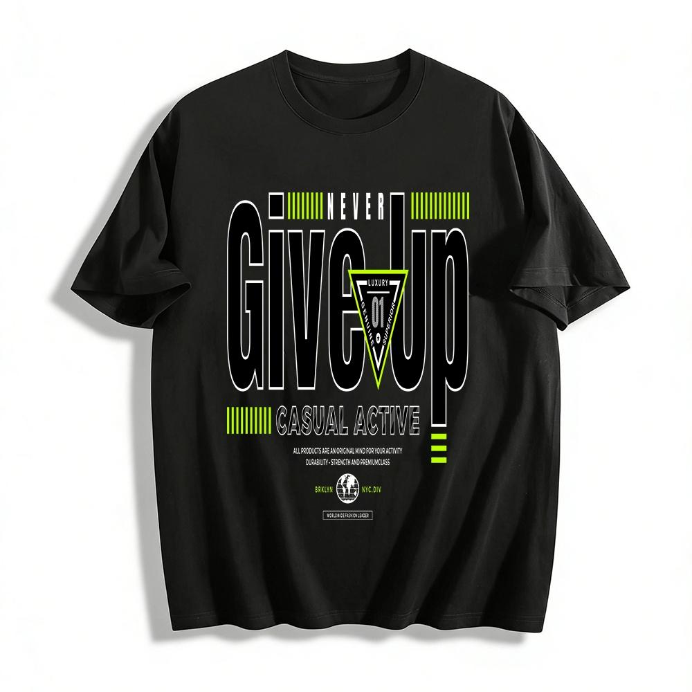 

American Street Style Giveup Print Casual Active Unisex Trendy Tee Pure cotton T-shirt XXS